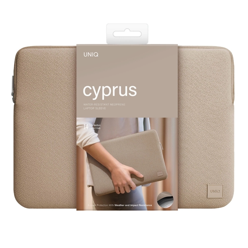 Uniq neoprene laptop Sleeve 14" Cyprus Water-Resistant - browneng