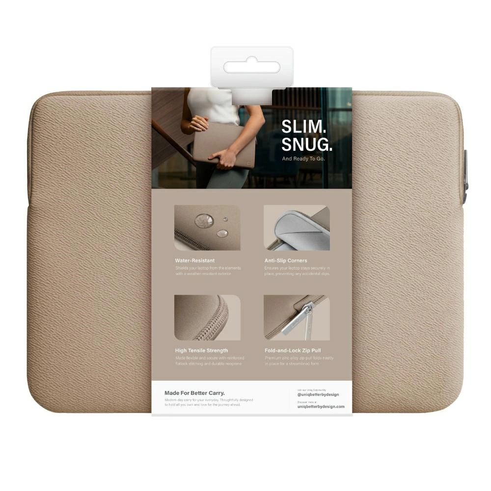 Uniq neoprene laptop Sleeve 14" Cyprus Water-Resistant - browneng