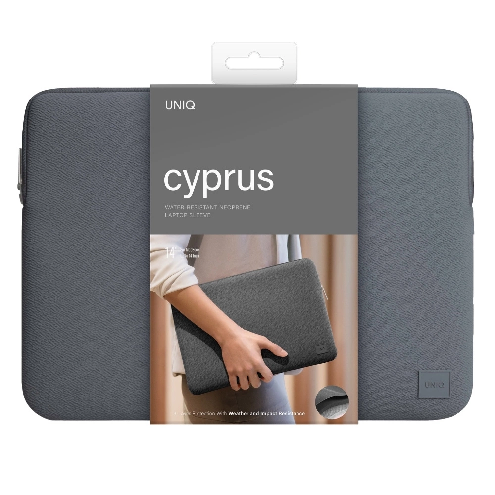 Uniq neoprene laptop Sleeve 14" Cyprus Water-Resistant - grayeng