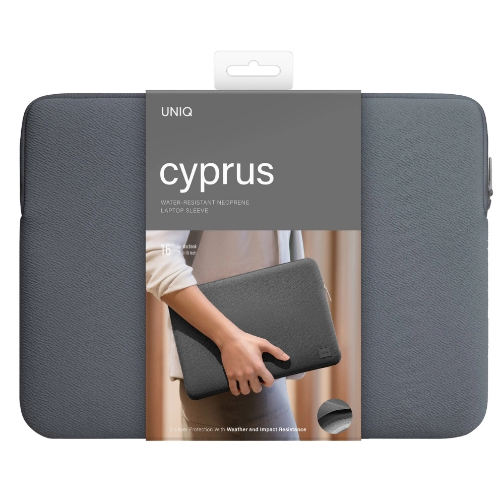 Uniq neoprene laptop Sleeve 16" Cyprus Water-Resistant - grayeng