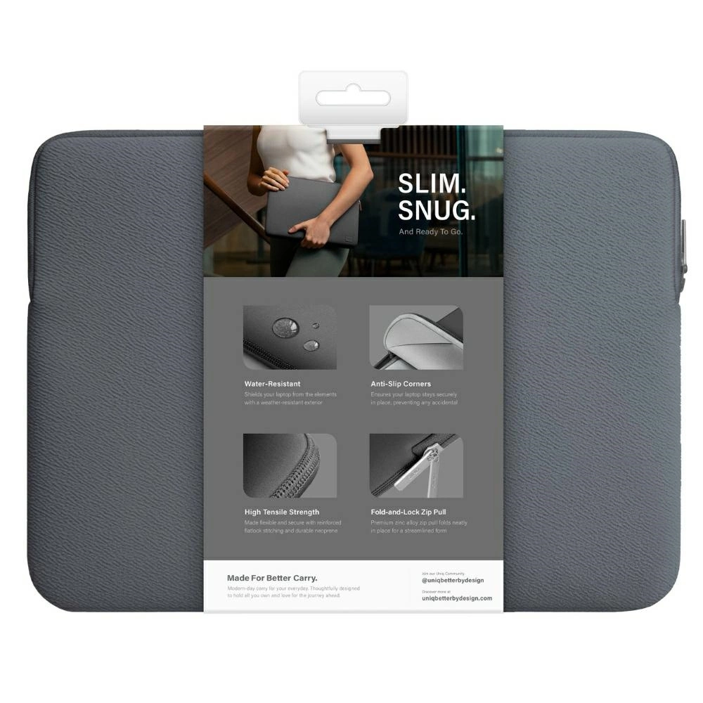 Uniq neoprene laptop Sleeve 16" Cyprus Water-Resistant - grayeng