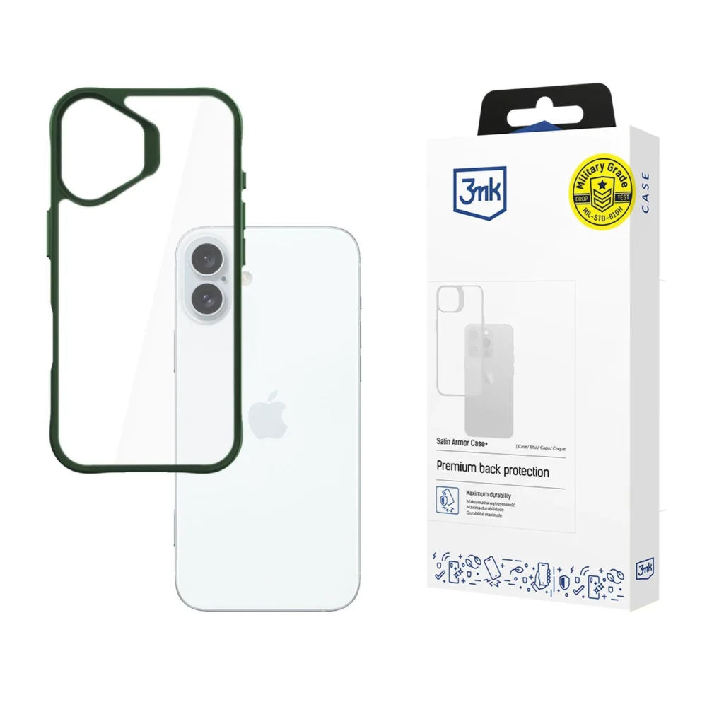 3mk Satin Armor Case+ Green for Apple iPhone 16 Plus - transparenteng