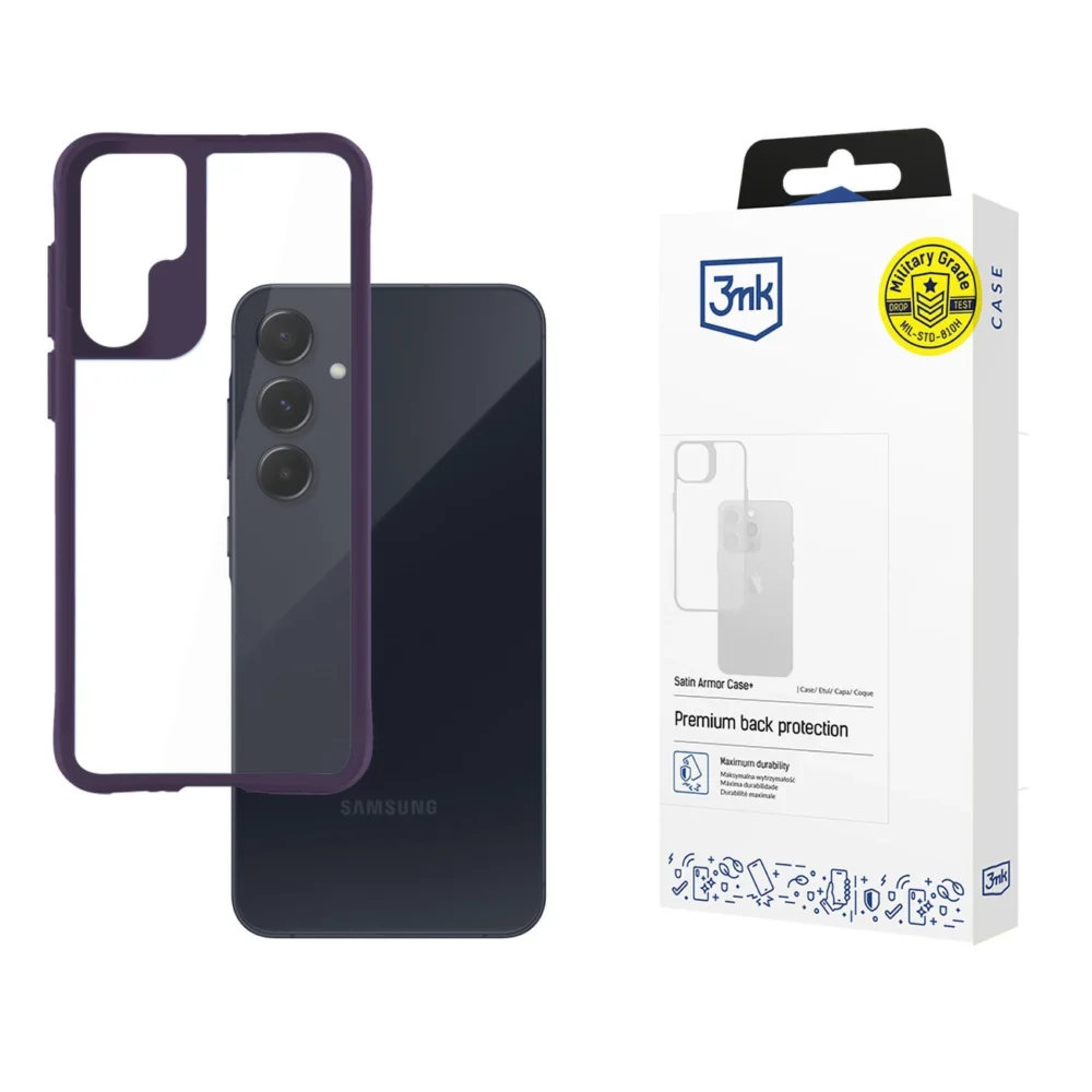 3mk Satin Armor Case+ Purple for Samsung Galaxy A55 5G - transparenteng
