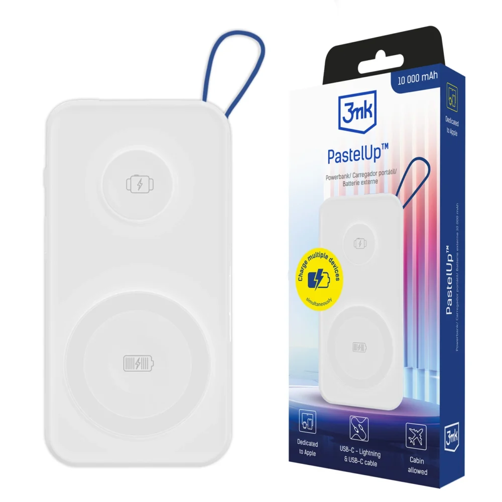 Powerbank 3mk PastelUp 10,000mAh 22.5W USB 1A1C - whiteeng