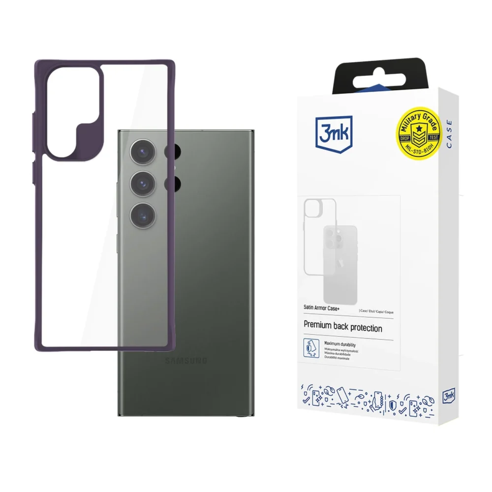3mk Satin Armor Case+ Purple for Samsung Galaxy S24 Ultra - Transparenteng