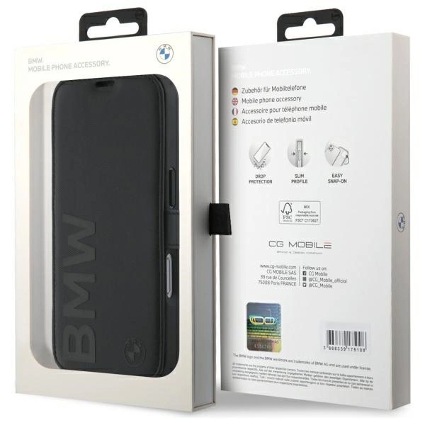 BMW Signature Leather Wordmark iPhone 16 Case - Blackeng