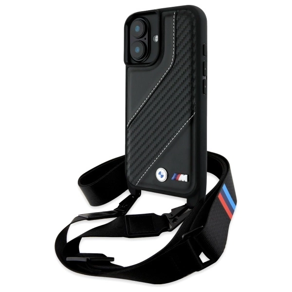 BMW M Edition Carbon Stripe & Strap iPhone 16 Plus Case - Blackeng