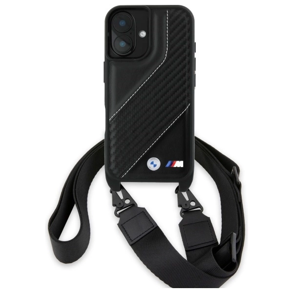 BMW M Edition Carbon Stripe & Strap iPhone 16 Plus Case - Blackeng