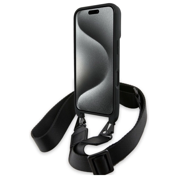 BMW M Edition Carbon Stripe & Strap iPhone 16 Plus Case - Blackeng