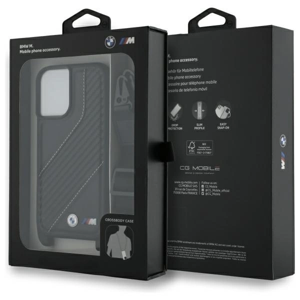 BMW M Edition Carbon Stripe & Strap iPhone 16 Plus Case - Blackeng