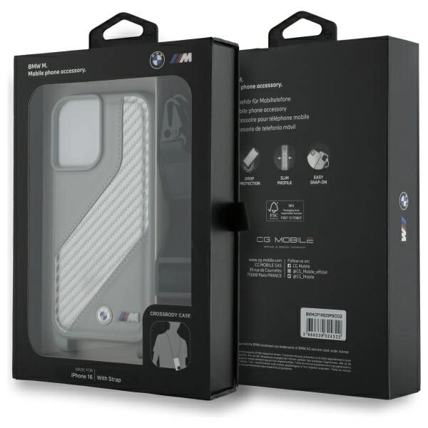 BMW M Edition Carbon Stripe & Strap iPhone 16 Case - Grayeng
