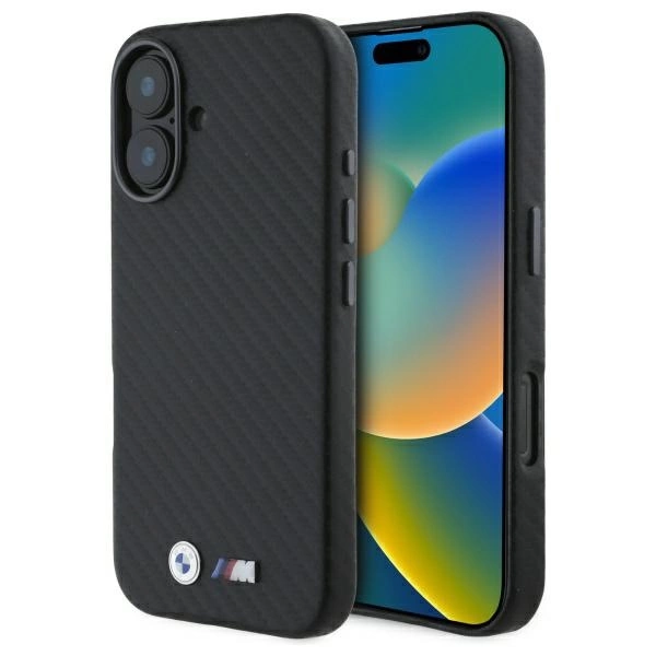 BMW Carbon Wrapped Metal iPhone 16 Case - Blackeng