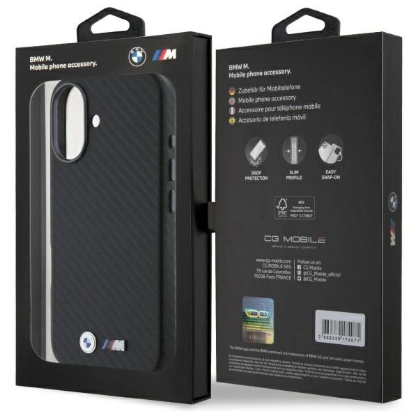 BMW Carbon Wrapped Metal iPhone 16 Case - Blackeng