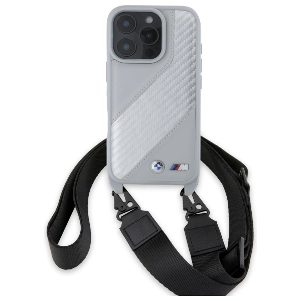 BMW M Edition Carbon Stripe & Strap iPhone 16 Pro Max Case - Grayeng
