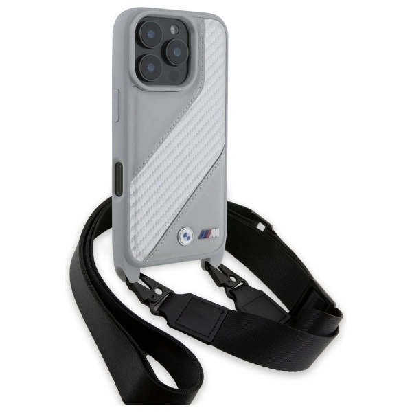 BMW M Edition Carbon Stripe & Strap iPhone 16 Pro Max Case - Grayeng