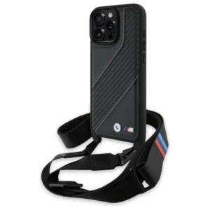BMW M Edition Carbon Stripe & Strap Case for iPhone 16 Pro Max - Blackeng