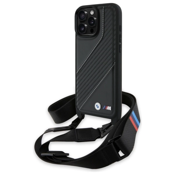 BMW M Edition Carbon Stripe & Strap Case for iPhone 16 Pro Max - Blackeng