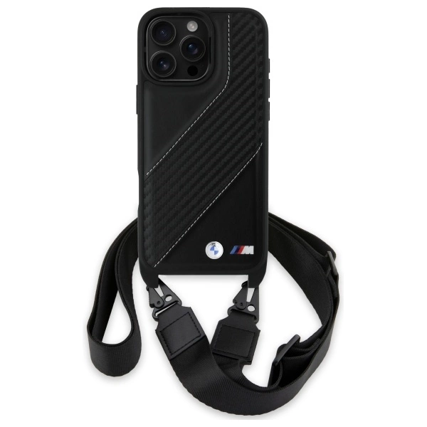 BMW M Edition Carbon Stripe & Strap Case for iPhone 16 Pro Max - Blackeng