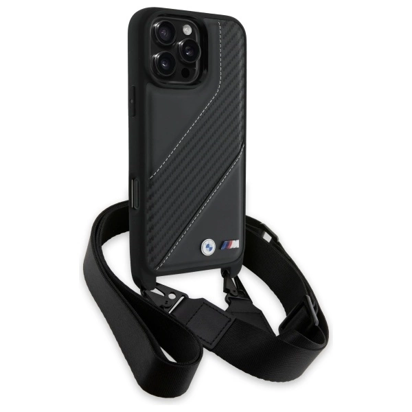 BMW M Edition Carbon Stripe & Strap Case for iPhone 16 Pro Max - Blackeng