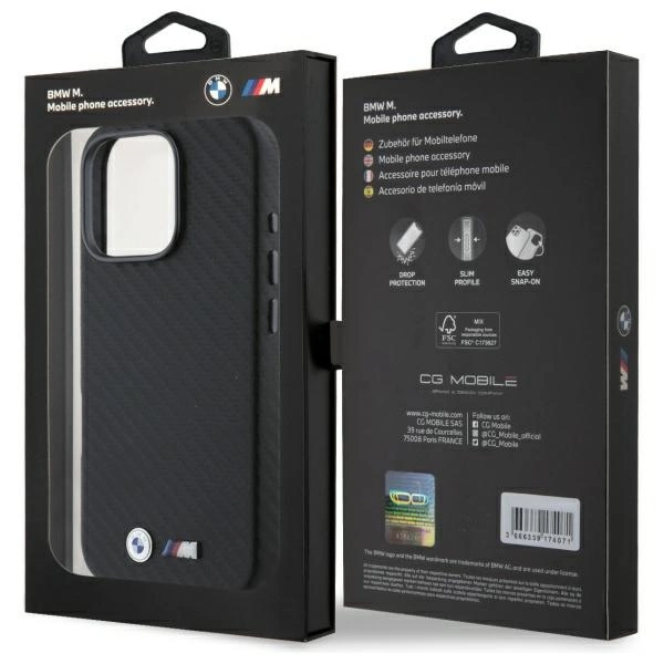 BMW Carbon Wrapped Metal iPhone 16 Pro Max Case - Blackeng