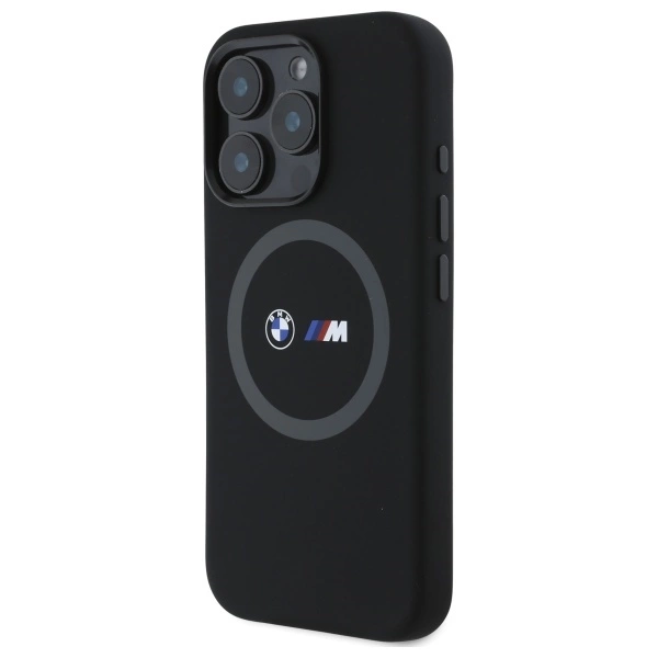 BMW M Silicone Printed Ring MagSafe Case for iPhone 16 Pro - Blackeng