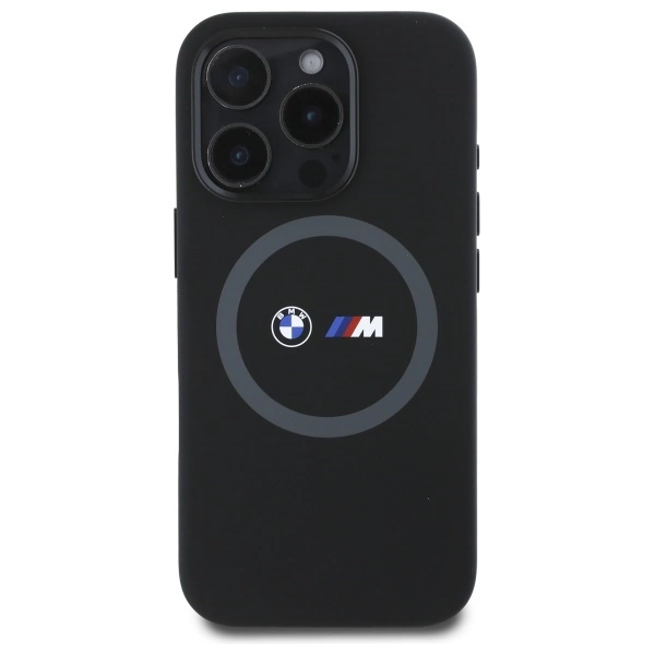 BMW M Silicone Printed Ring MagSafe Case for iPhone 16 Pro - Blackeng