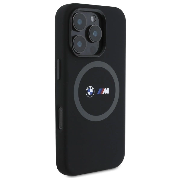 BMW M Silicone Printed Ring MagSafe Case for iPhone 16 Pro - Blackeng