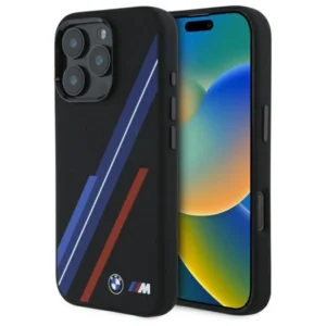 BMW Silicone Random Lines MagSafe iPhone 16 Pro Case - Blackeng