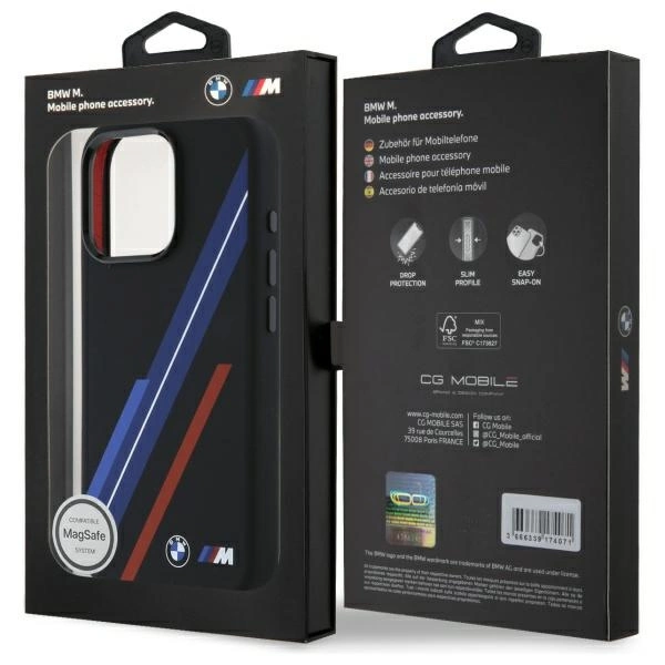 BMW Silicone Random Lines MagSafe iPhone 16 Pro Case - Blackeng