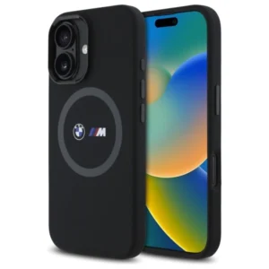 BMW M Silicone Printed Ring MagSafe iPhone 16 Case - Blackeng