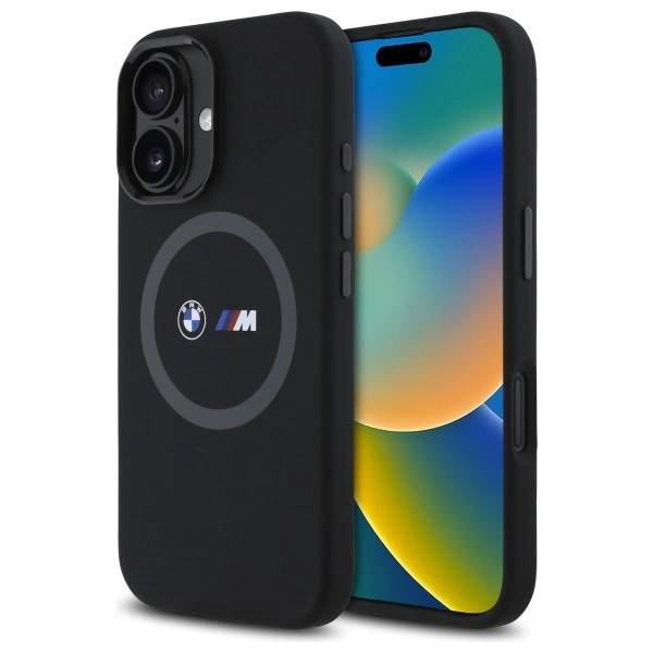 BMW M Silicone Printed Ring MagSafe iPhone 16 Case - Blackeng