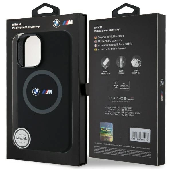 BMW M Silicone Printed Ring MagSafe iPhone 16 Case - Blackeng