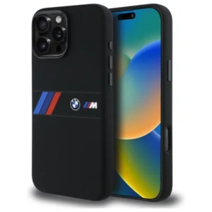 BMW Silicone Middle Stripe MagSafe Case for iPhone 16 Pro Max - Blackeng