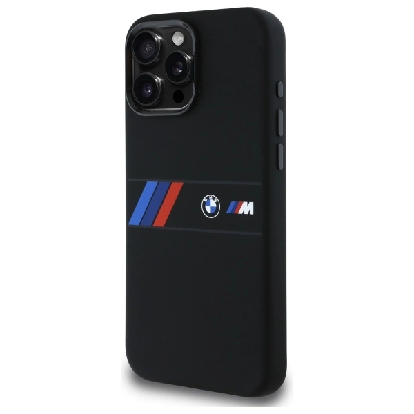 BMW Silicone Middle Stripe MagSafe Case for iPhone 16 Pro Max - Blackeng