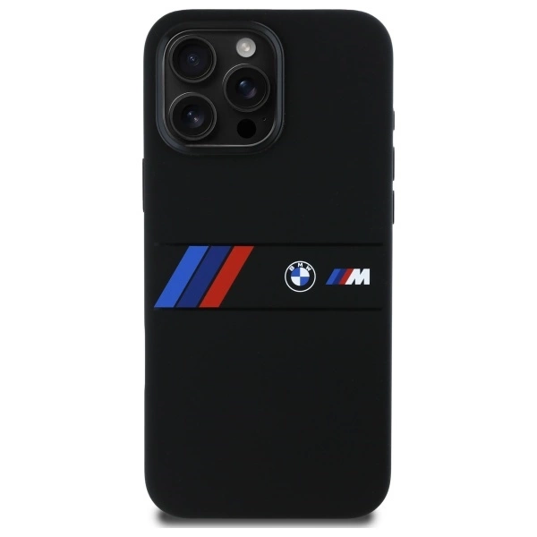 BMW Silicone Middle Stripe MagSafe Case for iPhone 16 Pro Max - Blackeng