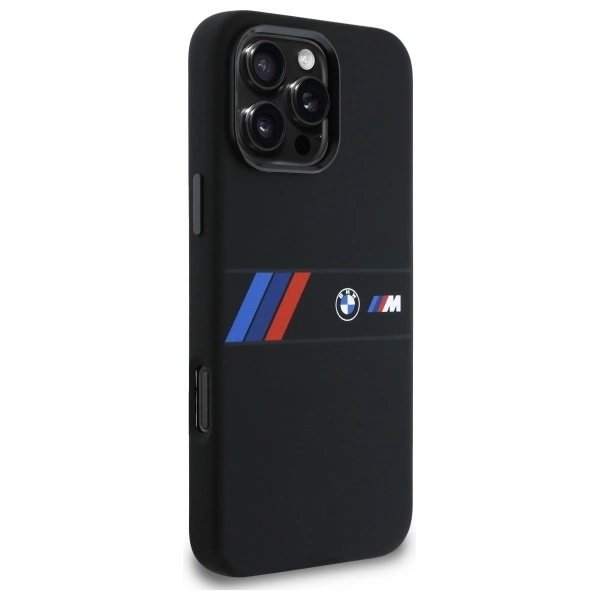 BMW Silicone Middle Stripe MagSafe Case for iPhone 16 Pro Max - Blackeng