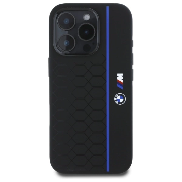 BMW Silicone Hexagon Blue Line MagSafe Case for iPhone 16 Pro Max - Blackeng