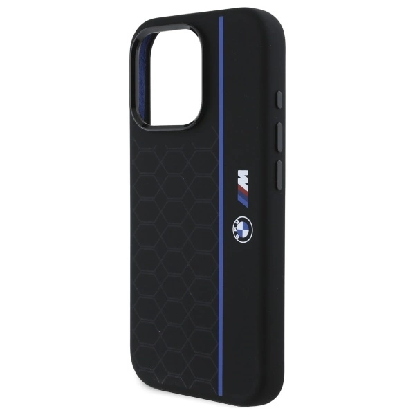 BMW Silicone Hexagon Blue Line MagSafe Case for iPhone 16 Pro Max - Blackeng
