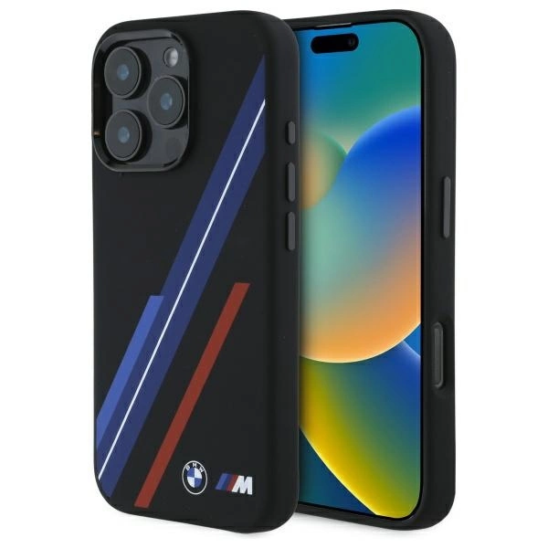 BMW Silicone Random Lines MagSafe Case for iPhone 16 Pro Max - Blackeng