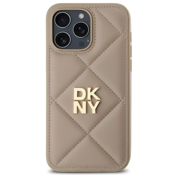 DKNY Quilted Stack Logo iPhone 14 Pro Case - Beigeeng