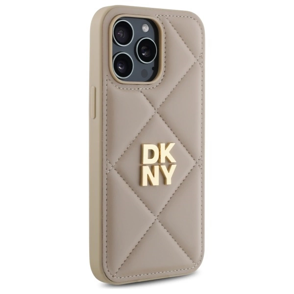 DKNY Quilted Stack Logo iPhone 14 Pro Case - Beigeeng