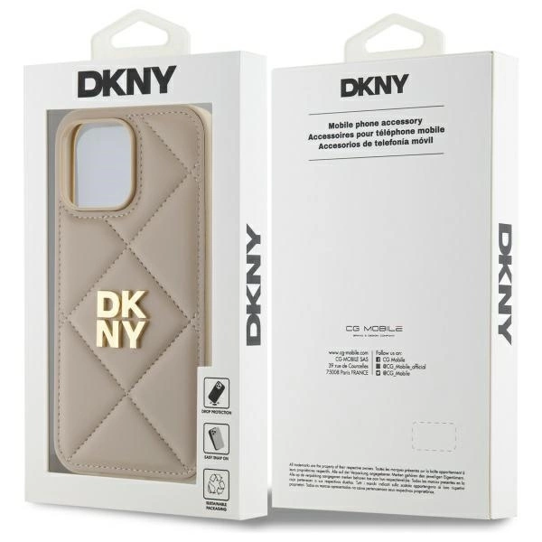 DKNY Quilted Stack Logo iPhone 14 Pro Case - Beigeeng
