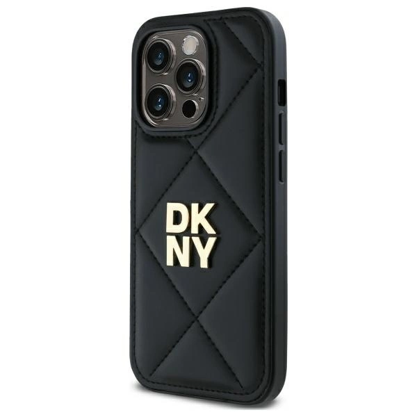 DKNY Quilted Stack Logo iPhone 14 Pro Case - Blackeng