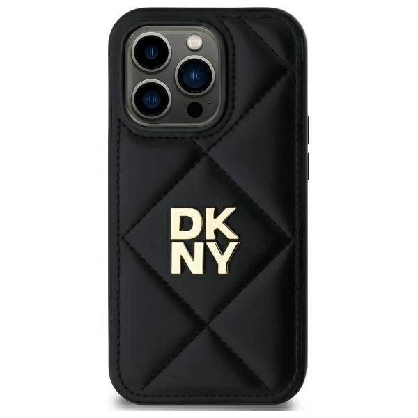 DKNY Quilted Stack Logo iPhone 14 Pro Case - Blackeng