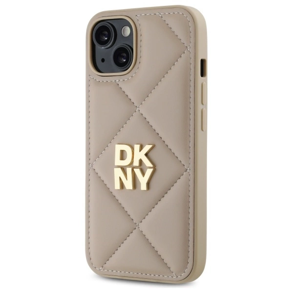 DKNY Quilted Stack Logo iPhone 14 Case - Beigeeng