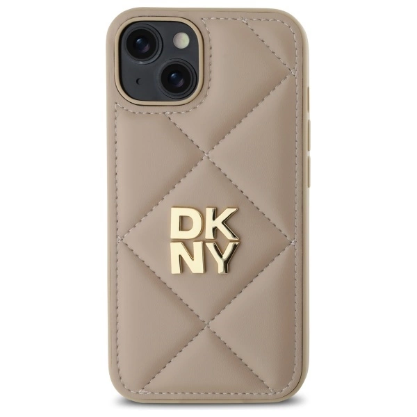DKNY Quilted Stack Logo iPhone 14 Case - Beigeeng