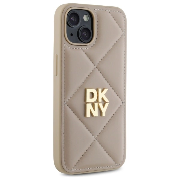 DKNY Quilted Stack Logo iPhone 14 Case - Beigeeng