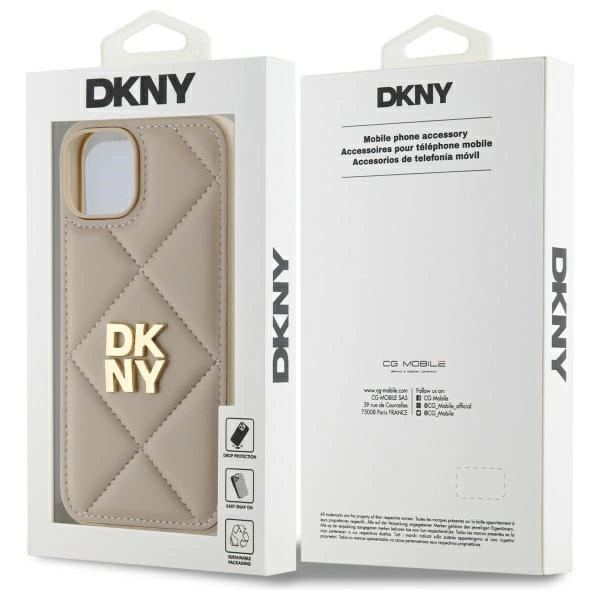 DKNY Quilted Stack Logo iPhone 14 Case - Beigeeng