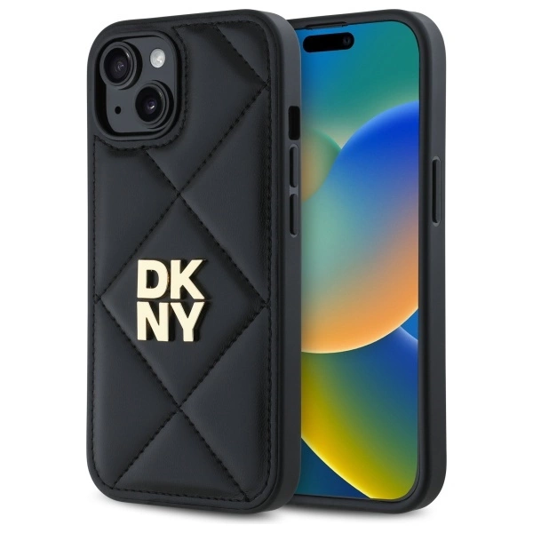 DKNY Quilted Stack Logo iPhone 14 Case - Blackeng