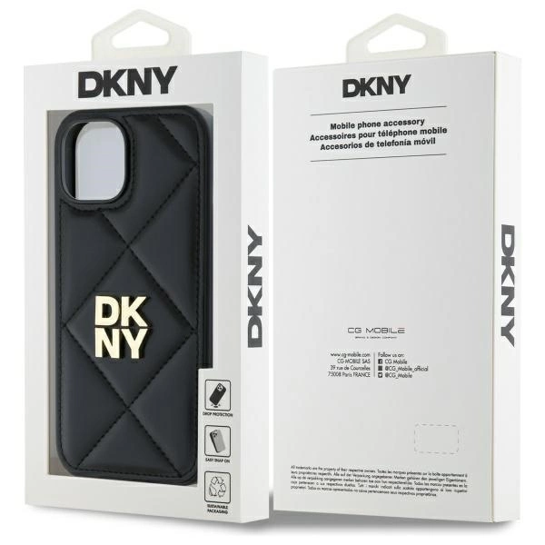 DKNY Quilted Stack Logo iPhone 14 Case - Blackeng